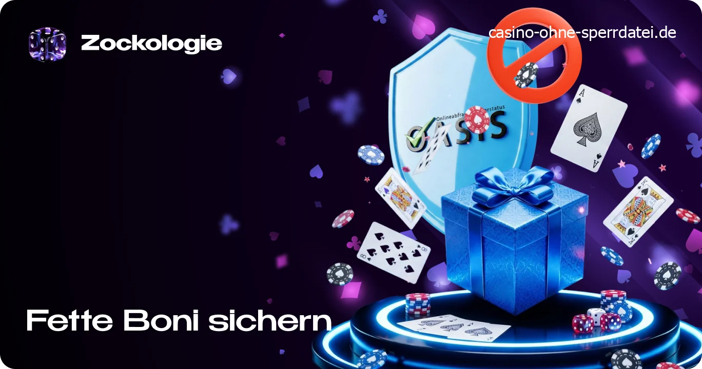 Werbebanner für attraktive Willkommensboni und Freispiele ohne Oasis-Einschränkungen.