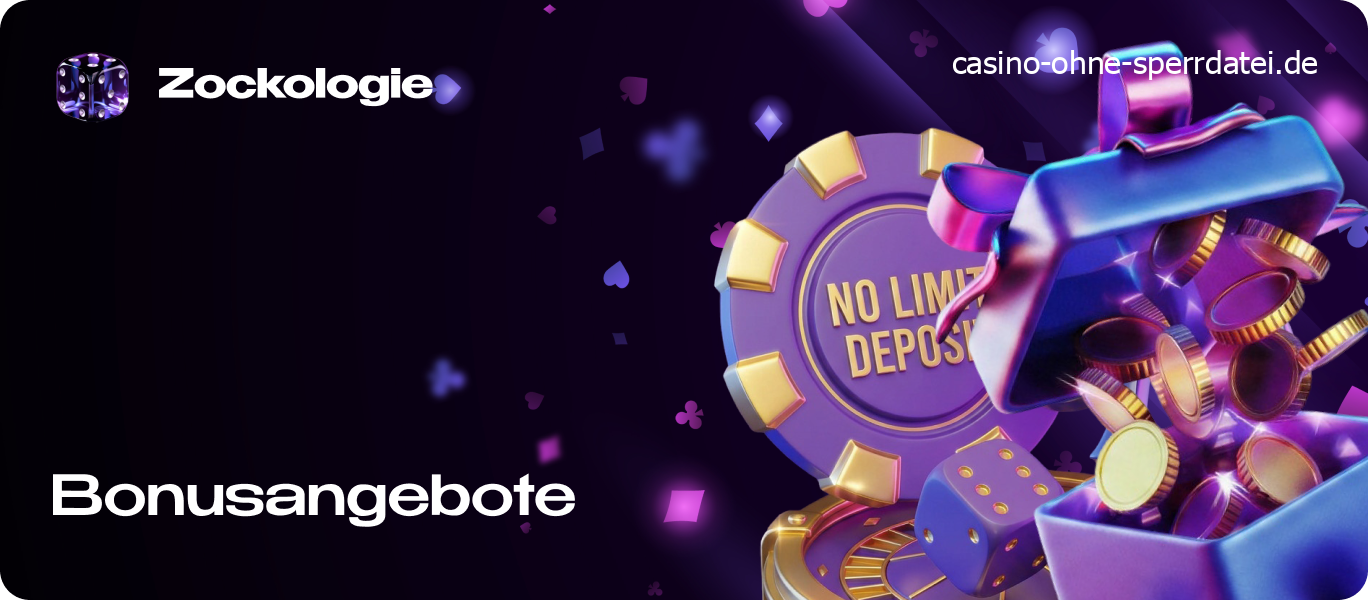 Illustrierte Schatztruhe mit Casino-Boni, Freispielen und wöchentlichen Cashback-Angeboten für Spieler.