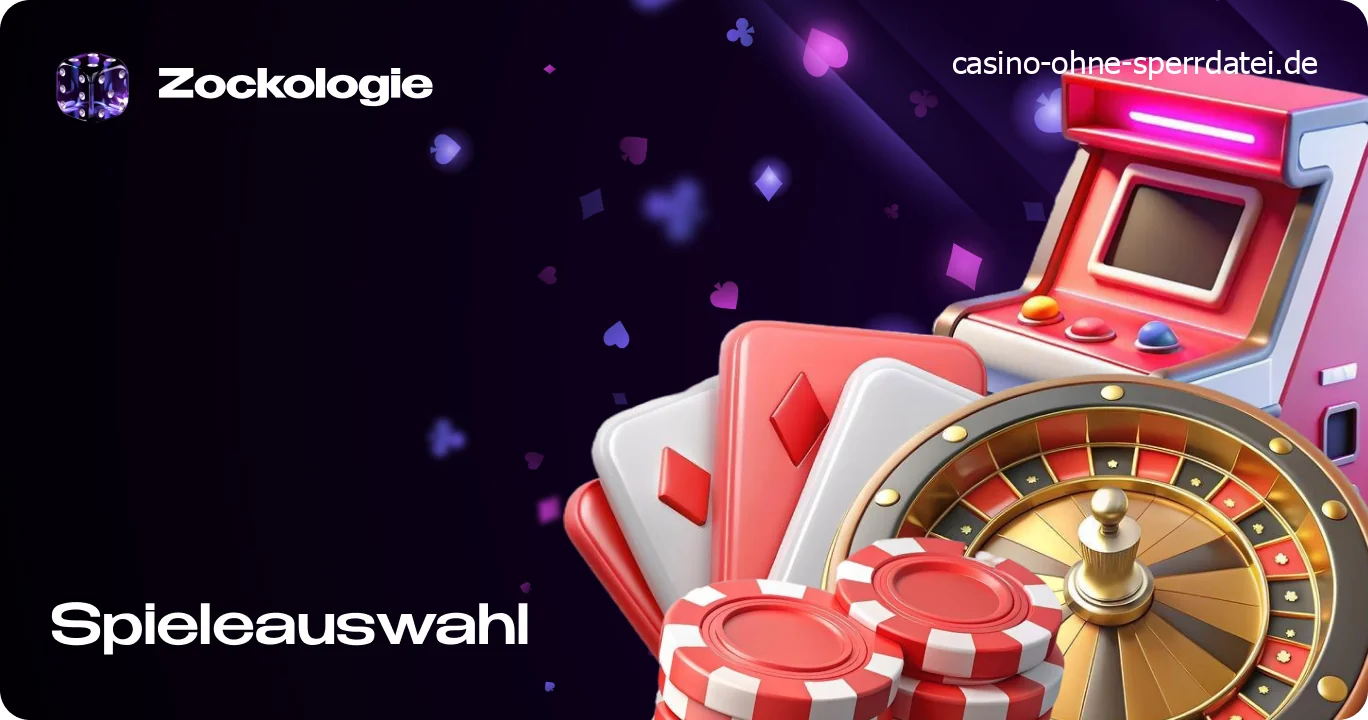Icons und Logos beliebter Casinospiele wie Blackjack, Roulette, Baccarat und Poker.