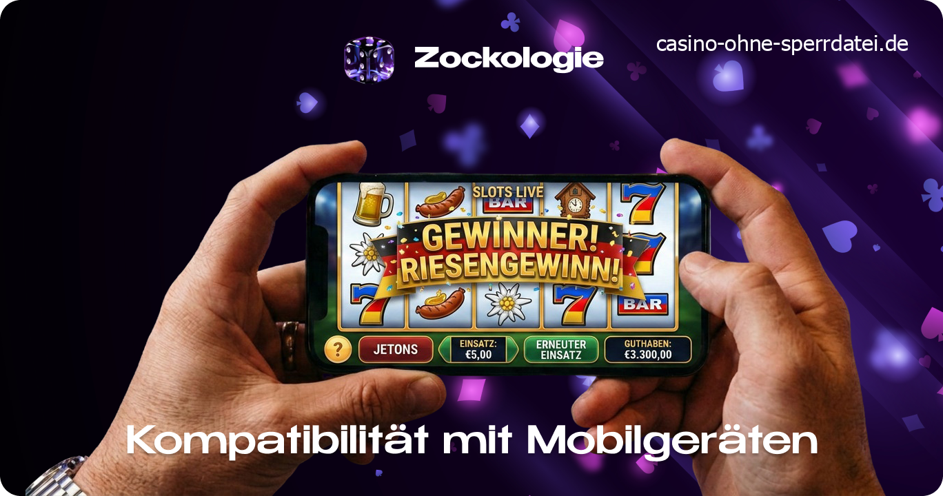 Ein modernes Smartphone und Tablet zeigen ein flüssiges, mobiloptimiertes Online-Casino im Browser.