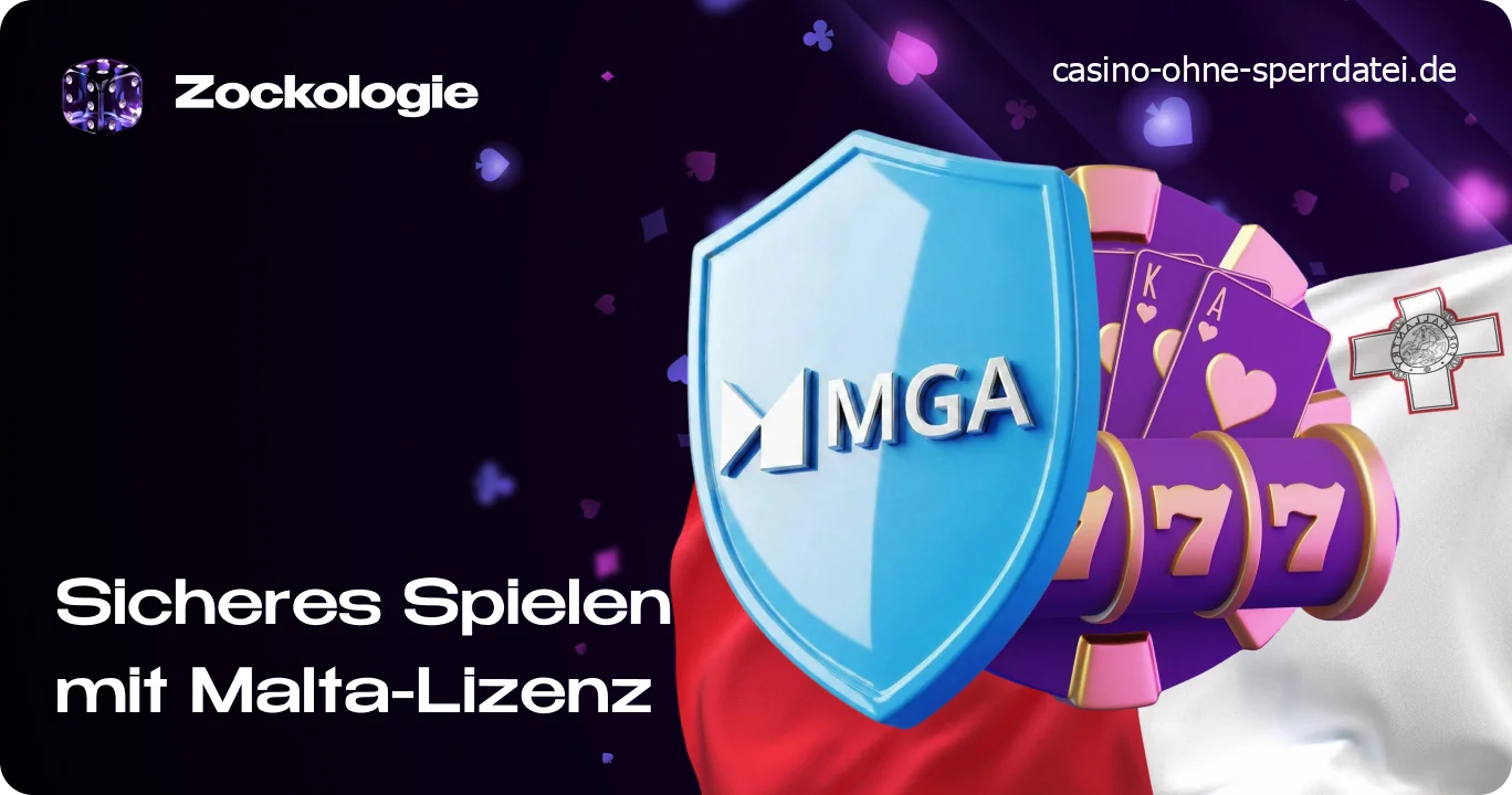 MGA-Lizenzzertifikat und Flagge von Malta für seriöse EU-Casinos.