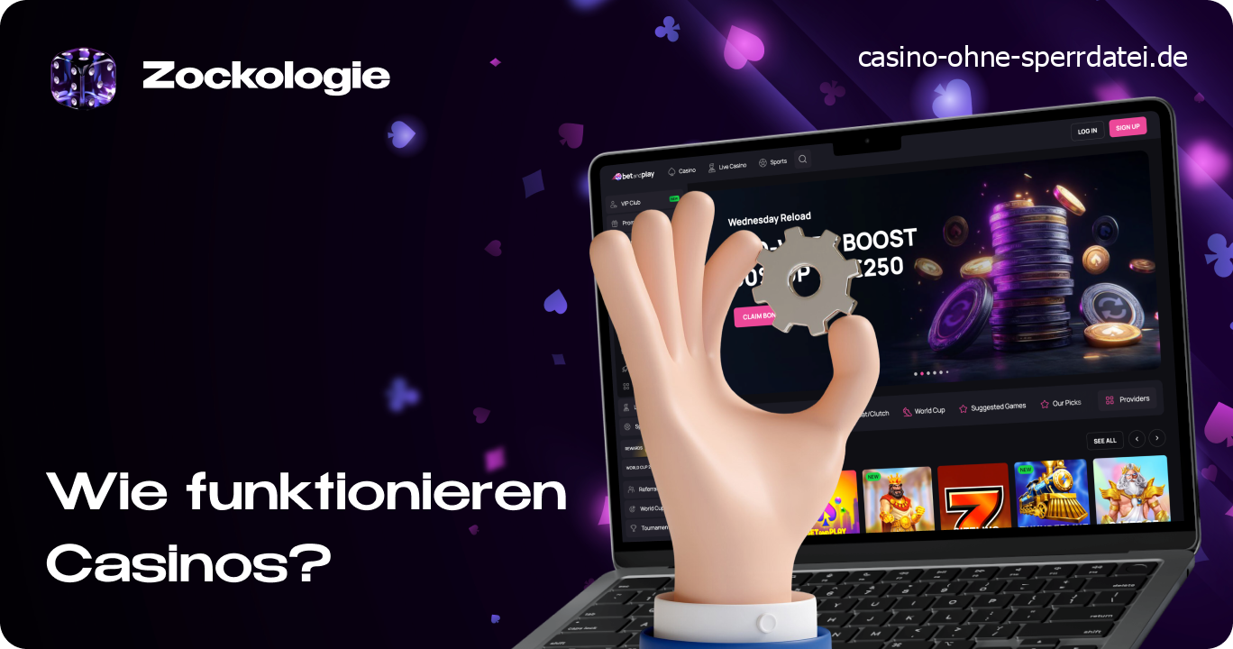 Infografik zur Funktionsweise von LUGAS-freien Casinos und dem parallelen Spielen auf mehreren Webseiten.